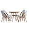Merrick Lane Celia Bistro Style Table with Glass Top, PE Rattan, 4 Stack Chairs, and Bamboo Finished Metal Frame for Indoor/Outdoor Use